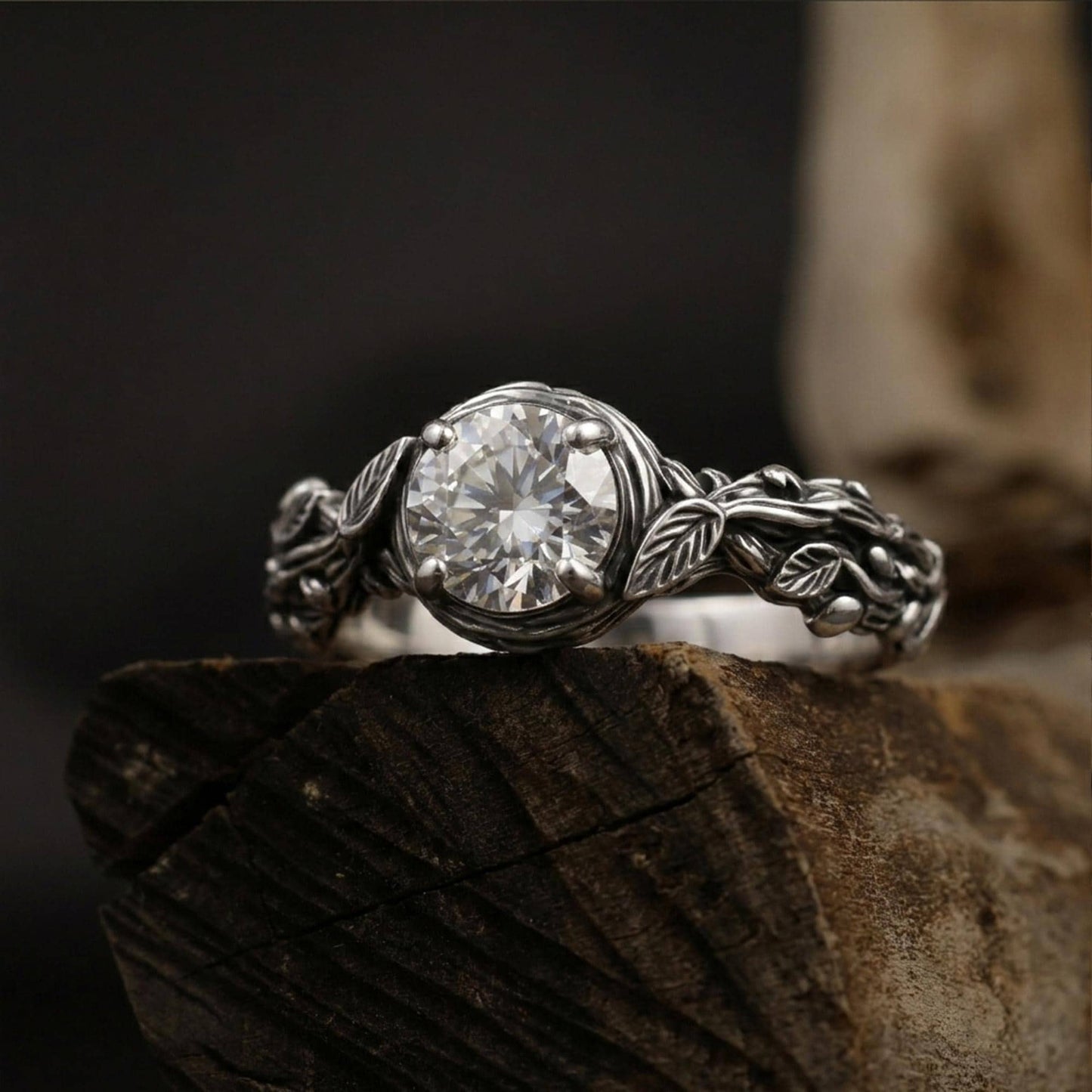 Nature Engagement Ring: Sterling Silver Tree Branch Band, Woodland Style, Promise Ring