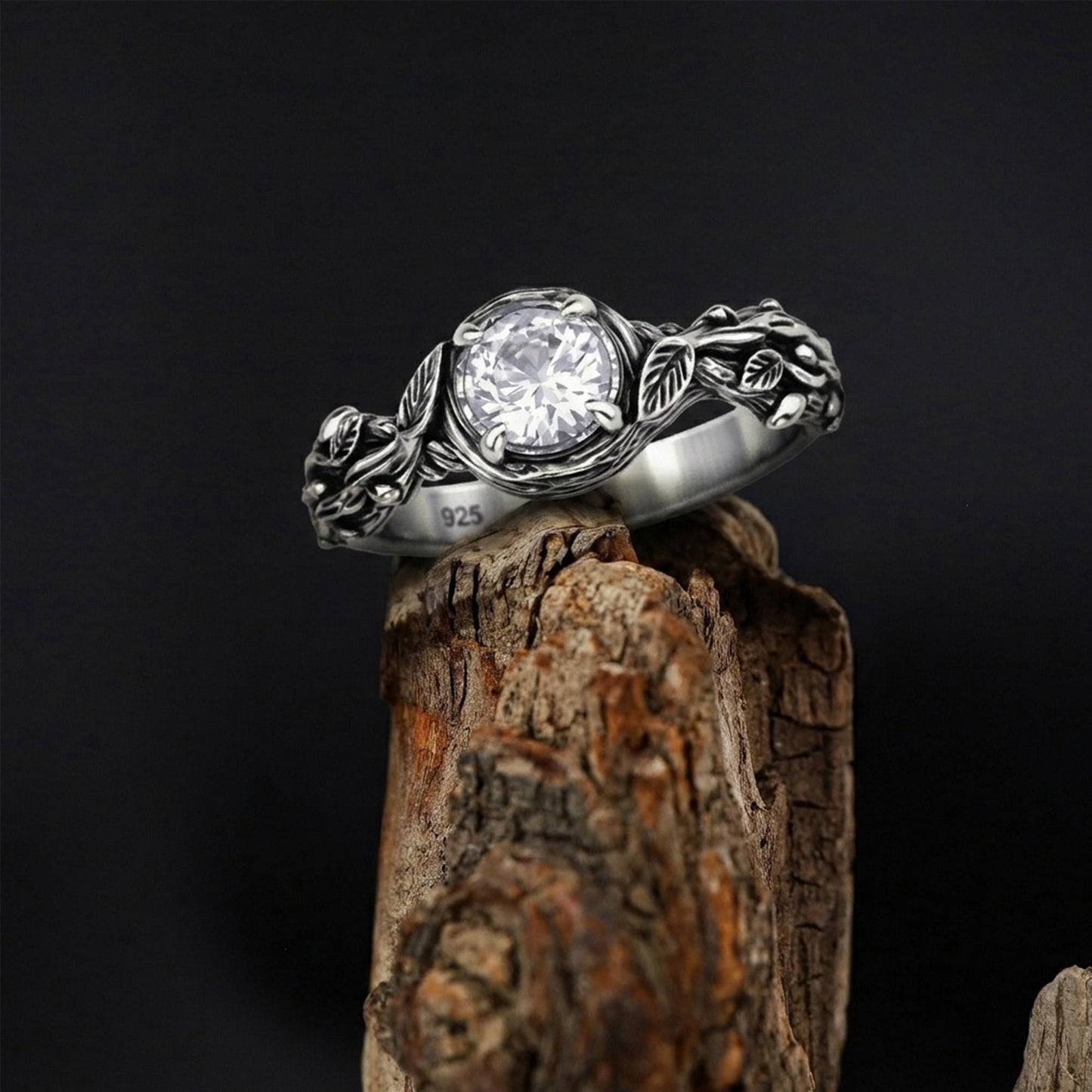 Nature Engagement Ring: Sterling Silver Tree Branch Band, Woodland Style, Promise Ring