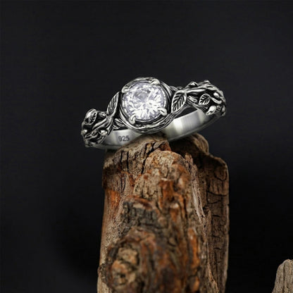 Nature Engagement Ring: Sterling Silver Tree Branch Band, Woodland Style, Promise Ring
