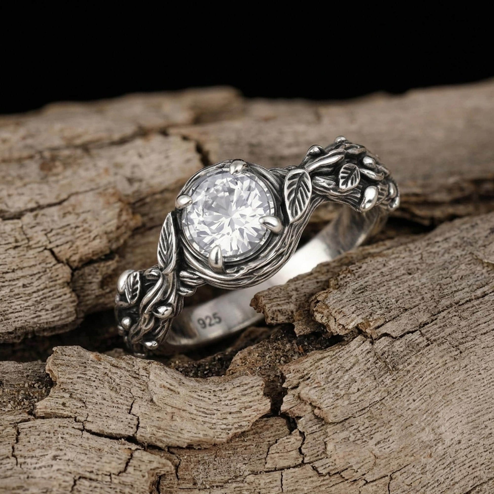 Nature Engagement Ring: Sterling Silver Tree Branch Band, Woodland Style, Promise Ring