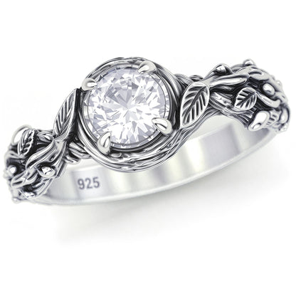 Nature Engagement Ring: Sterling Silver Tree Branch Band, Woodland Style, Promise Ring