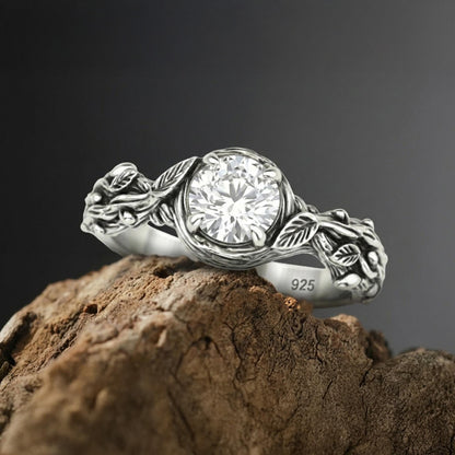 Nature Engagement Ring: Sterling Silver Tree Branch Band, Woodland Style, Promise Ring