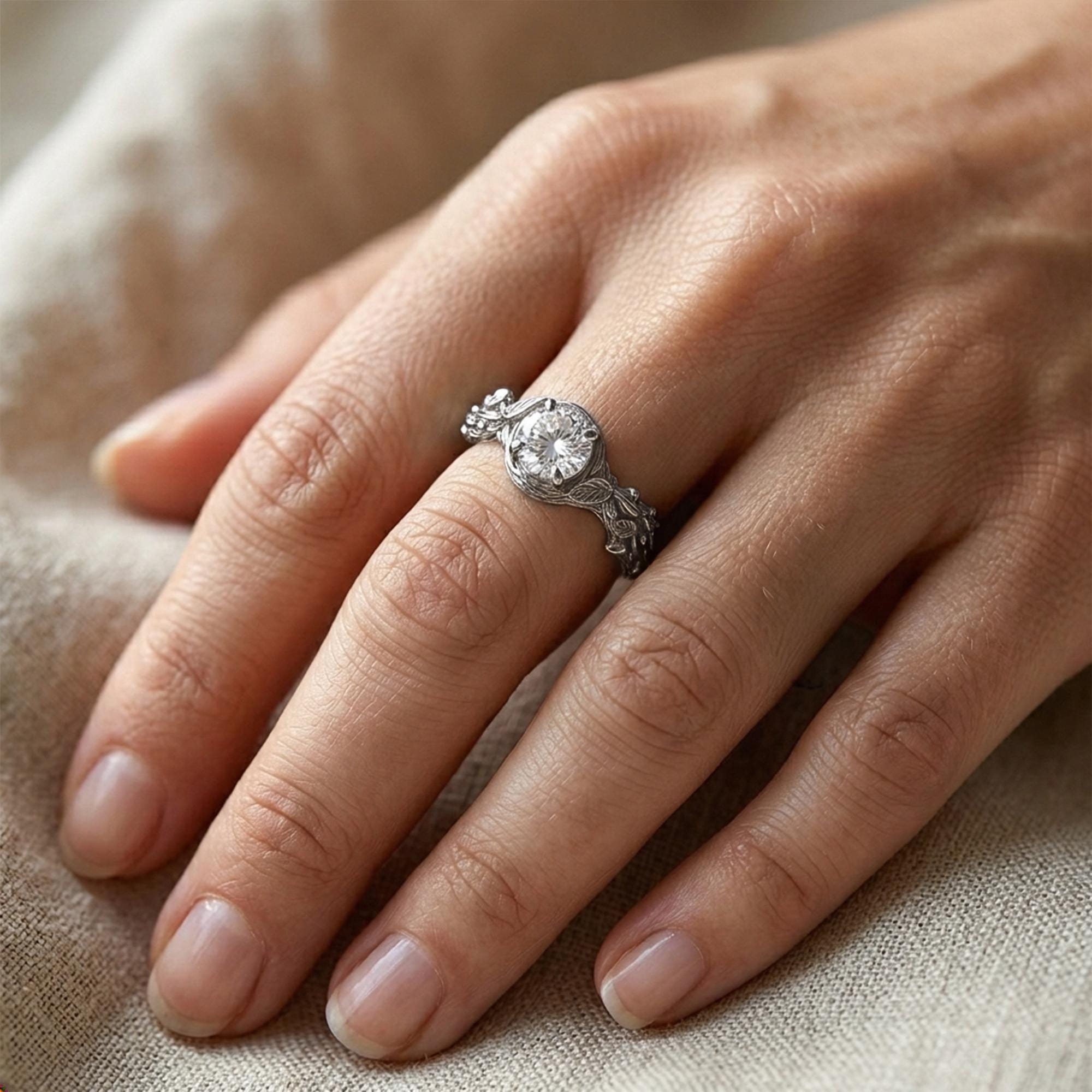 Nature Engagement Ring: Sterling Silver Tree Branch Band, Woodland Style, Promise Ring