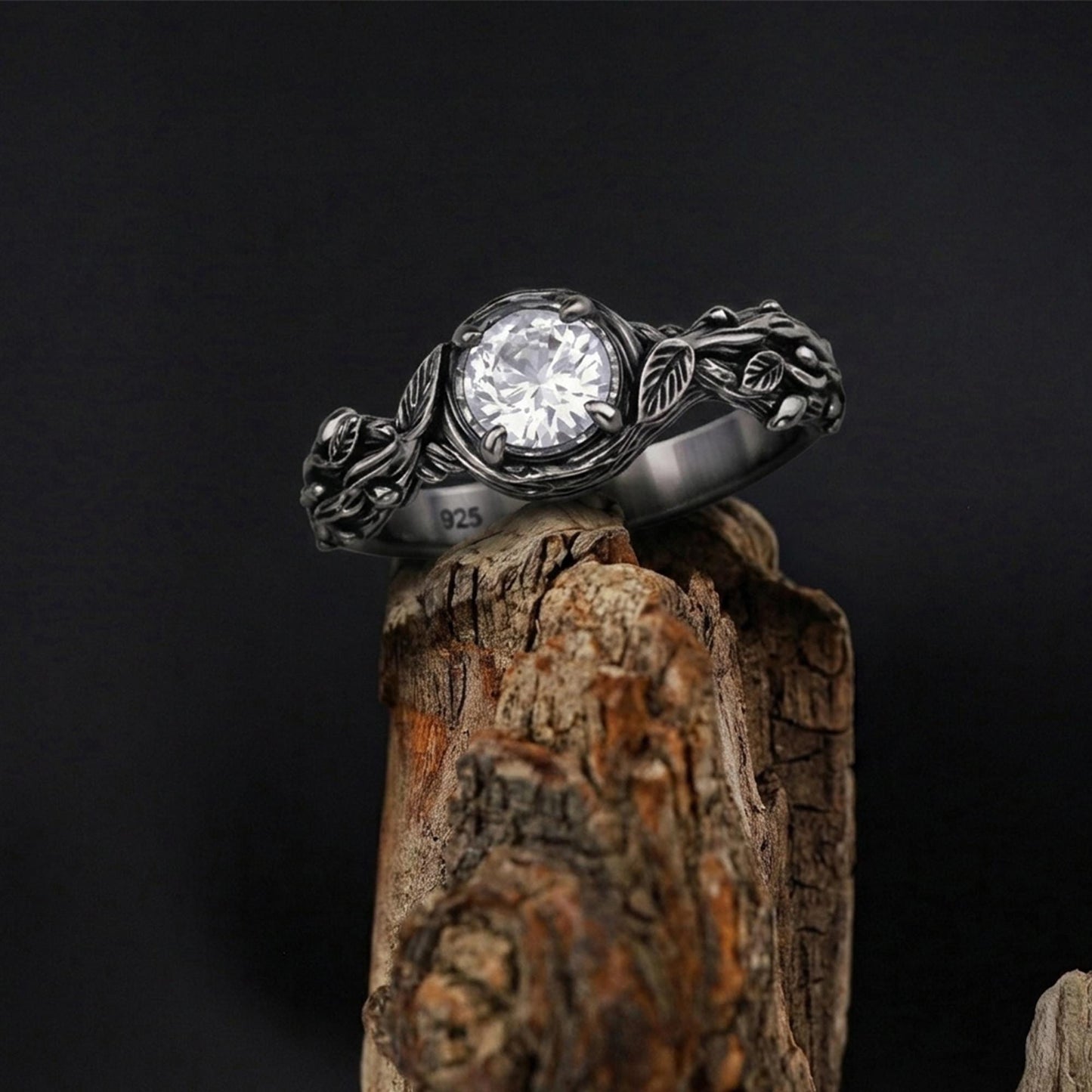 Nature Engagement Ring: Sterling Silver Tree Branch Band, Woodland Style, Promise Ring