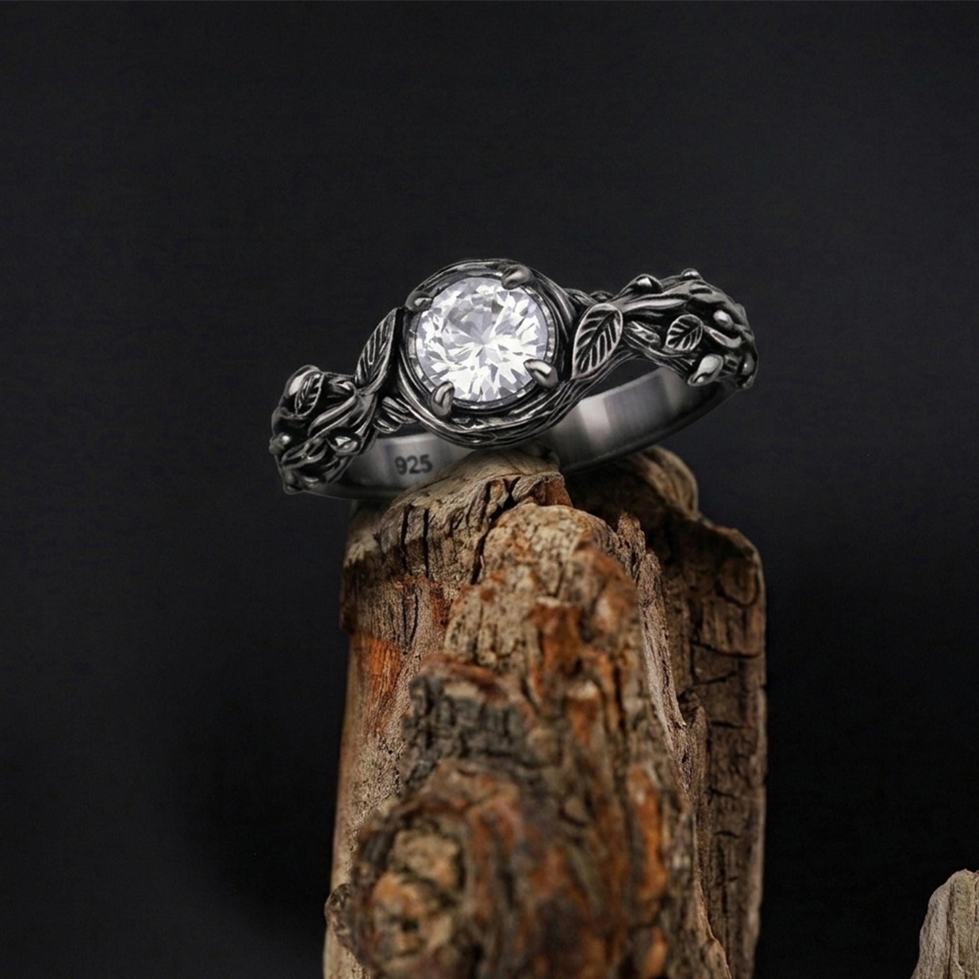 Nature Engagement Ring: Sterling Silver Tree Branch Band, Woodland Style, Promise Ring