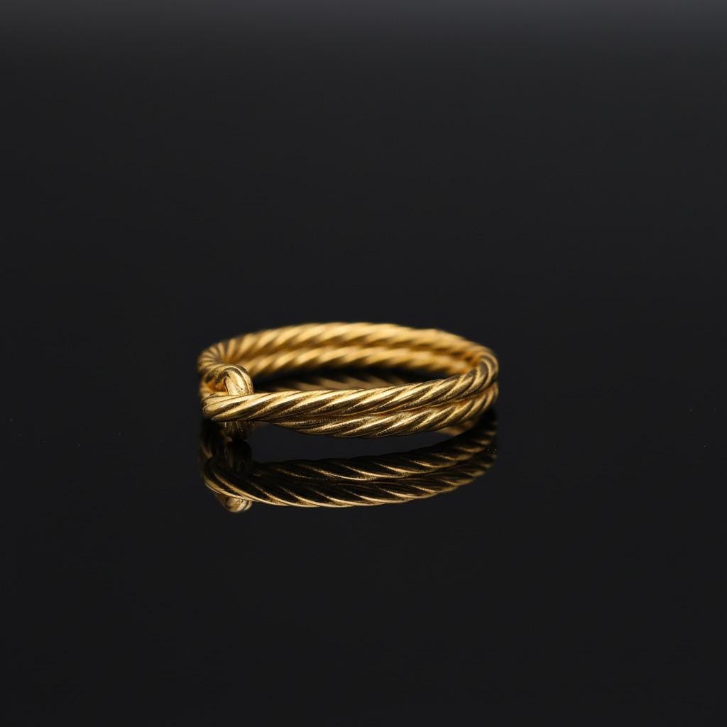 14K Solid Gold Knot Ring: Twisted Rope Wedding Band, Minimalist Stackable Jewelry