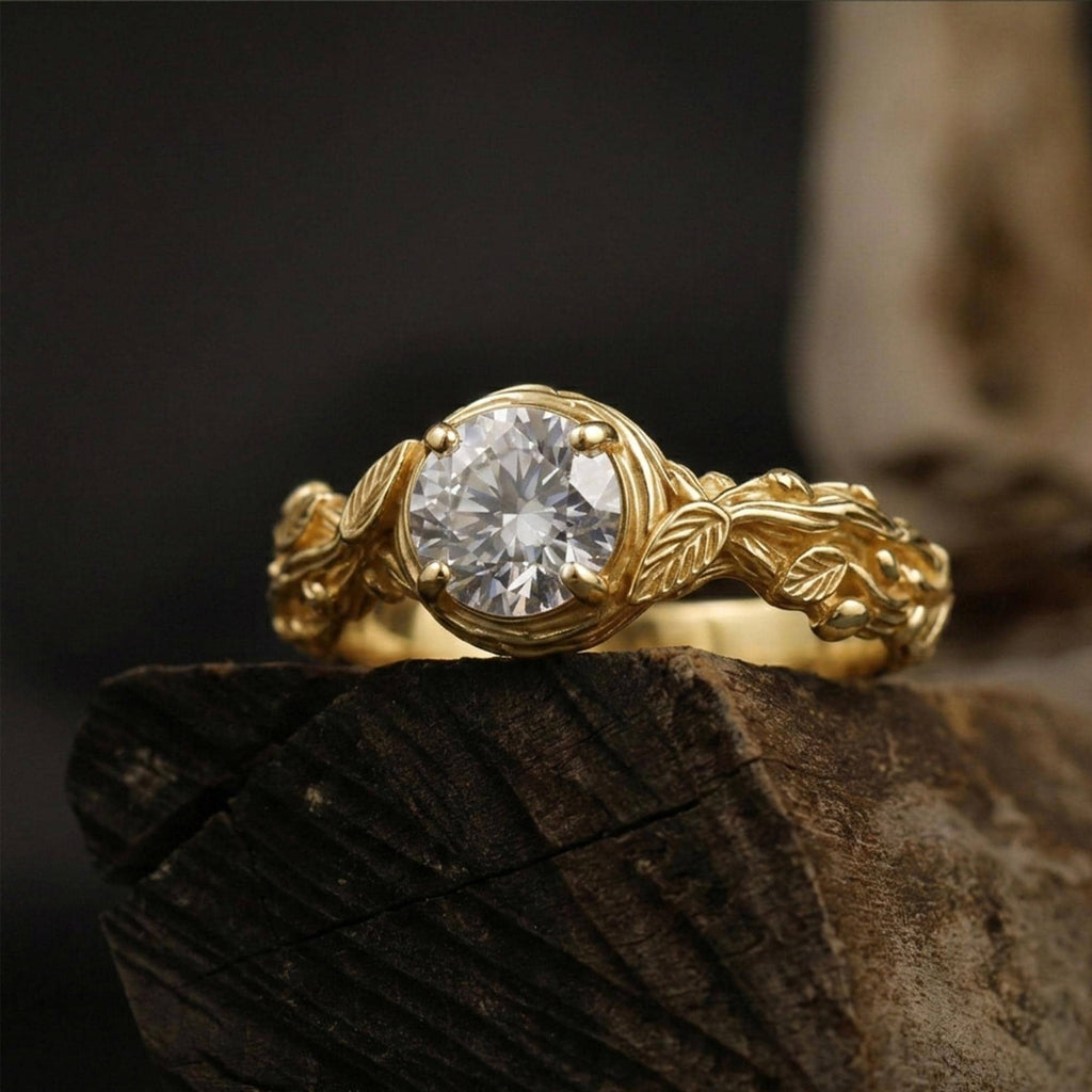 Sterling Silver Branch Ring: Nature Inspired Solitaire Engagement Jewelry
