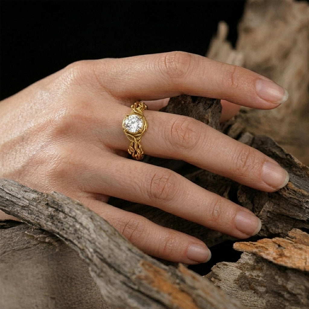 Sterling Silver Branch Ring: Nature Inspired Solitaire Engagement Jewelry