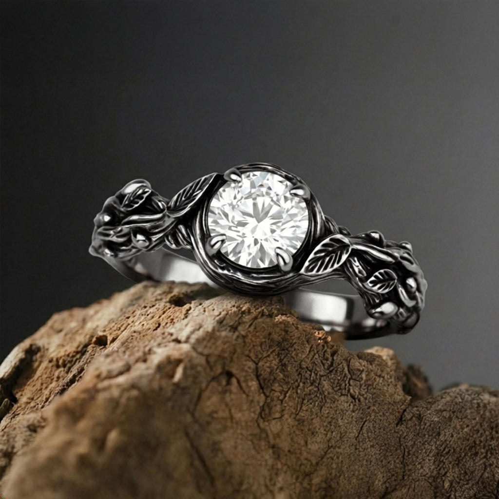 Sterling Silver Branch Ring: Nature Inspired Solitaire Engagement Jewelry