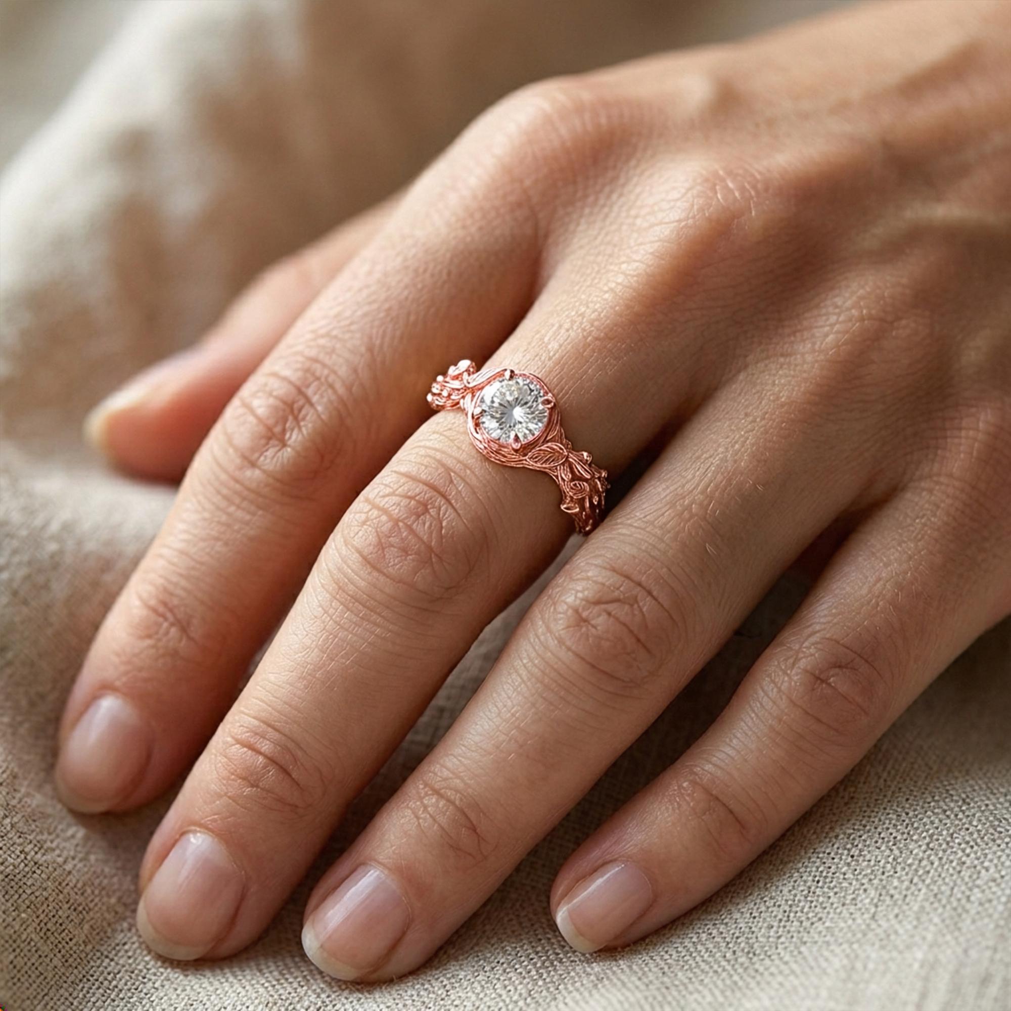 Sterling Silver Branch Ring: Nature Inspired Solitaire Engagement Jewelry