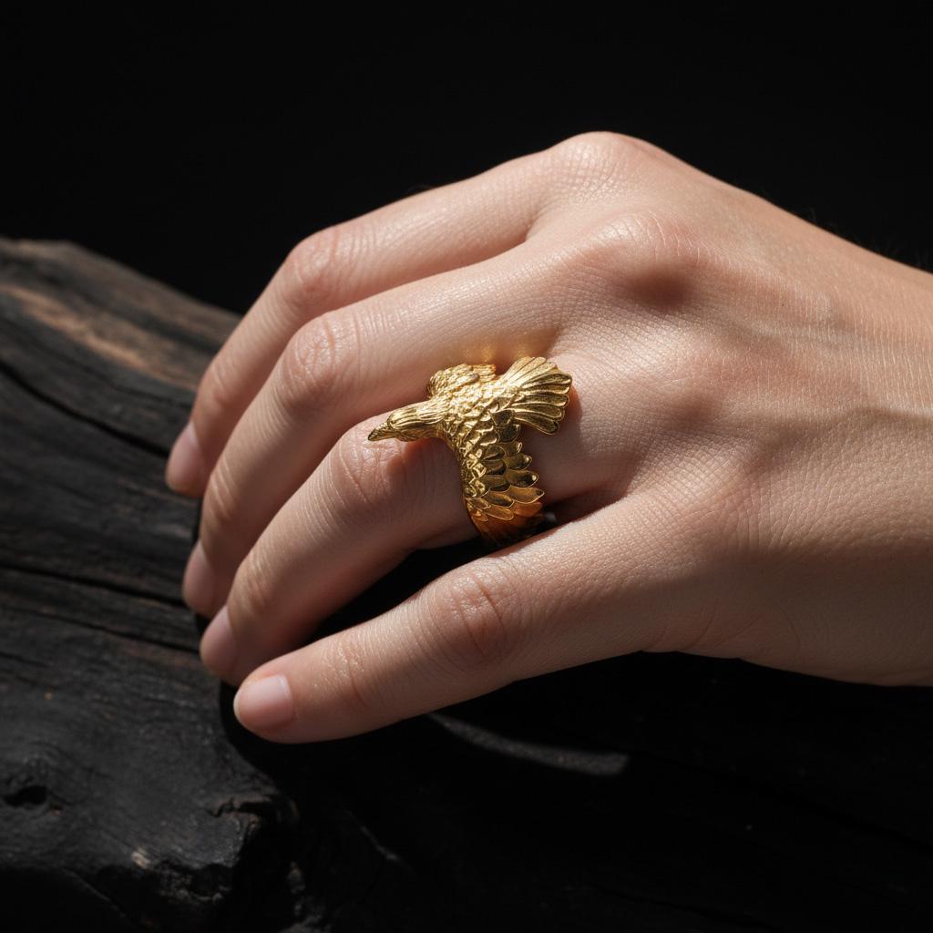 This raven ring for men is a bold and highly detailed design inspired by Norse mythology, Viking symbolism, crow jewelry, and statement men’s rings. Featuring a dramatic spread-wing raven motif, this ring captures the power, intelligence, and mystery long associated with the raven. It is an ideal choice for buyers searching for a Viking raven ring, Norse raven ring, crow ring for men, bird statement ring, or a symbolic men’s ring with a strong an