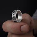 Men's Victorian Floral Band Ring, Engraved Wedding Band, Medieval Filigree Jewelry