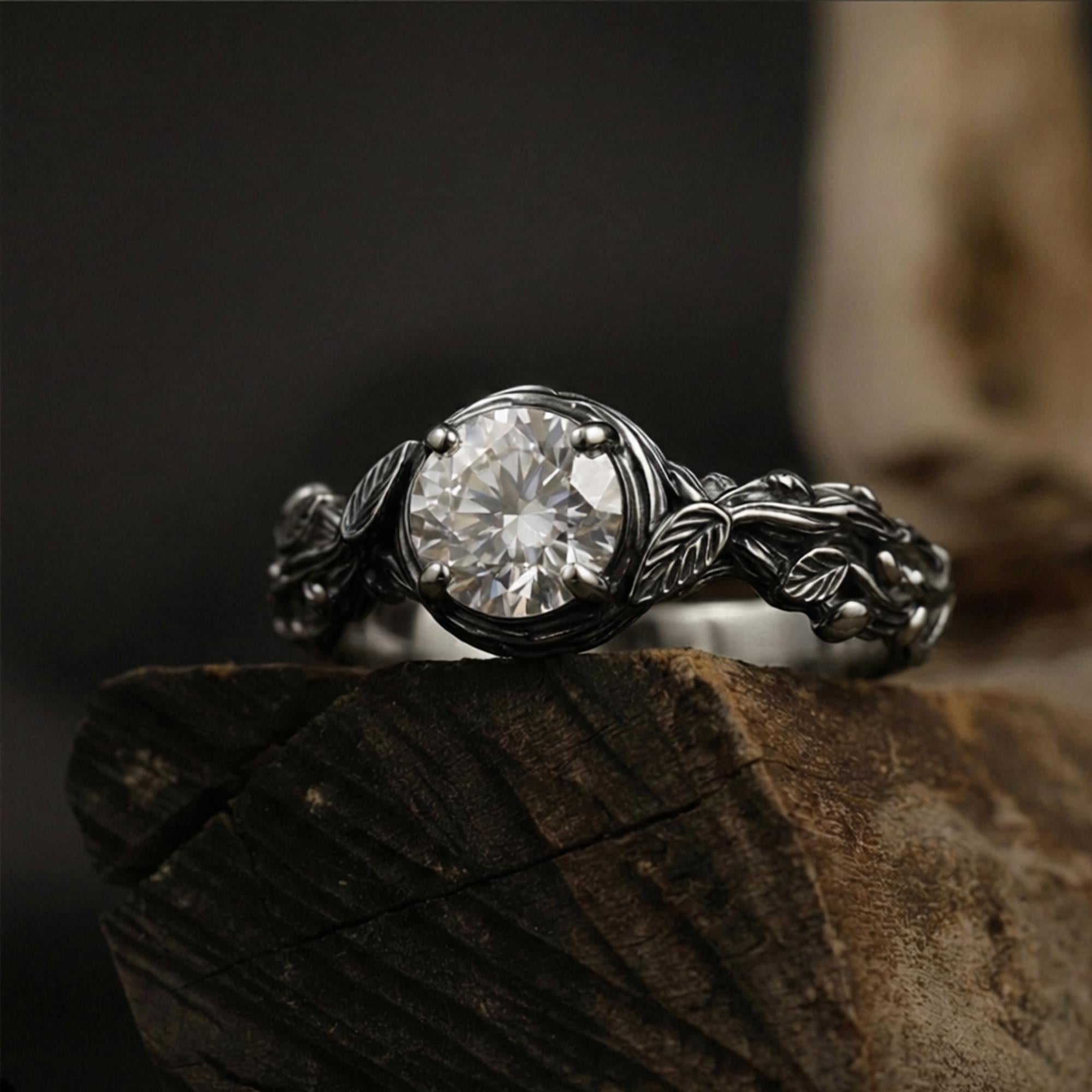 Sterling Silver Branch Ring: Nature Inspired Solitaire Engagement Jewelry