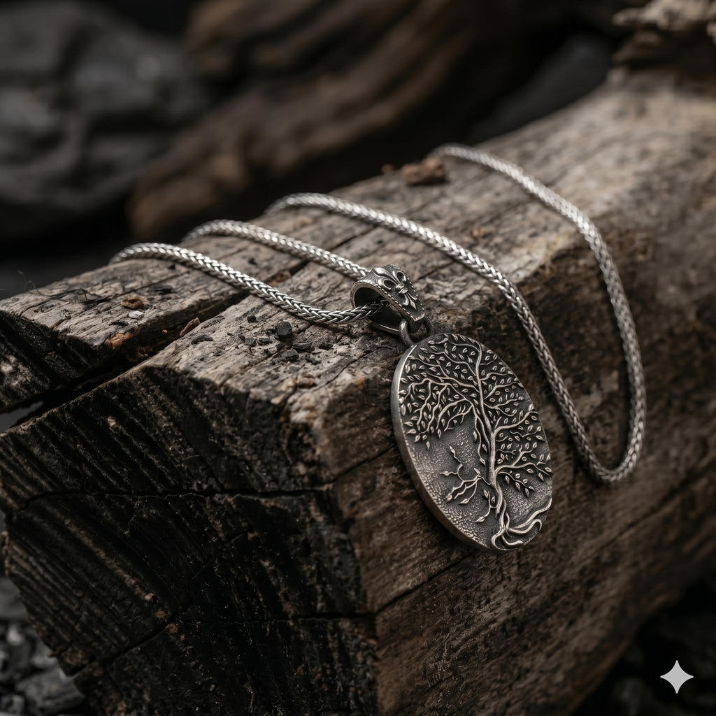 Oxidized Silver Tree of Life Necklace, Ancient Tree Pendant for Men, Nature Jewelry, Spiritual Forest Symbol Necklace, Tree of Life Gift