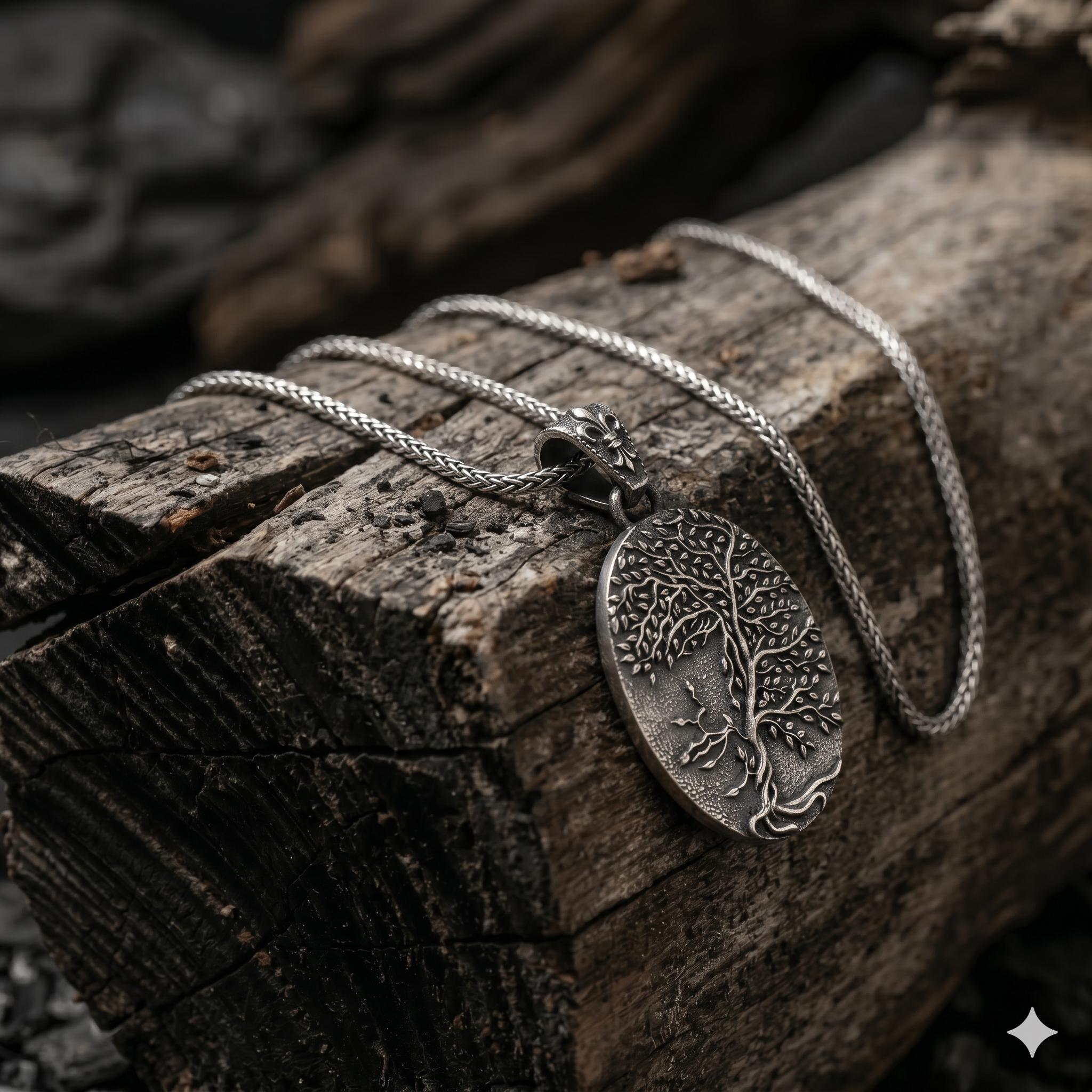 Oxidized Silver Tree of Life Necklace, Ancient Tree Pendant for Men, Nature Jewelry, Spiritual Forest Symbol Necklace, Tree of Life Gift