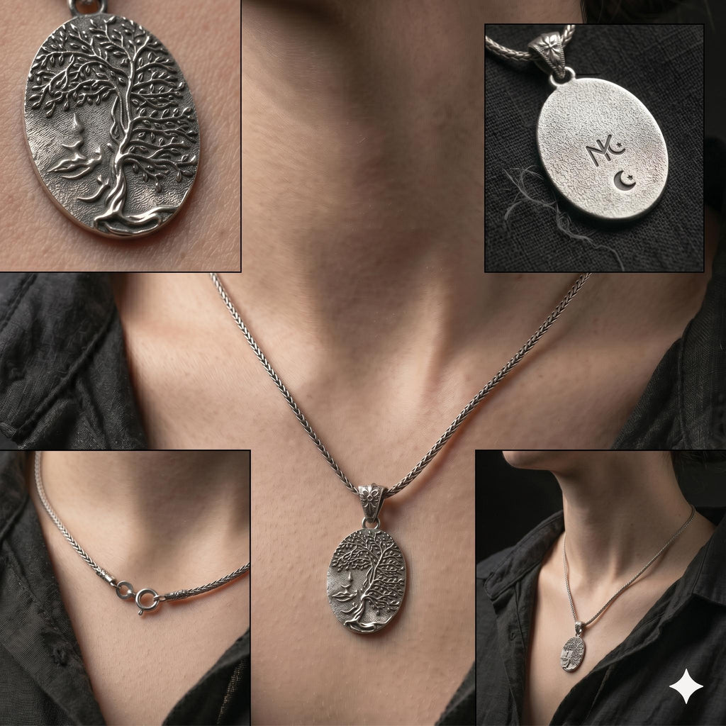 Oxidized Silver Tree of Life Necklace, Ancient Tree Pendant for Men, Nature Jewelry, Spiritual Forest Symbol Necklace, Tree of Life Gift