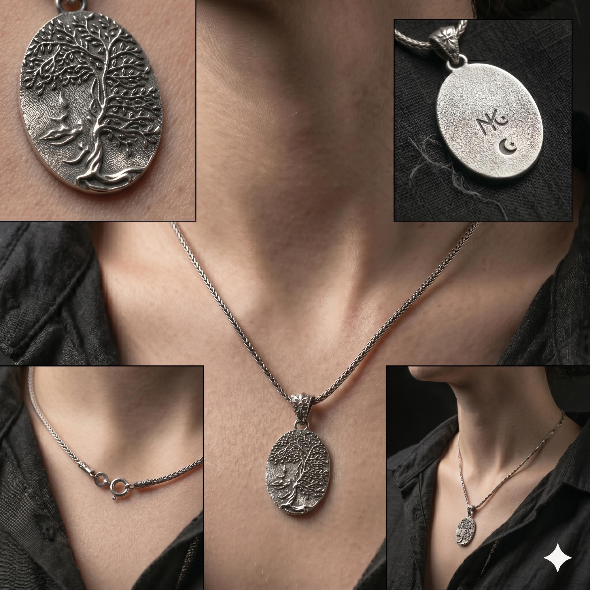Oxidized Silver Tree of Life Necklace, Ancient Tree Pendant for Men, Nature Jewelry, Spiritual Forest Symbol Necklace, Tree of Life Gift