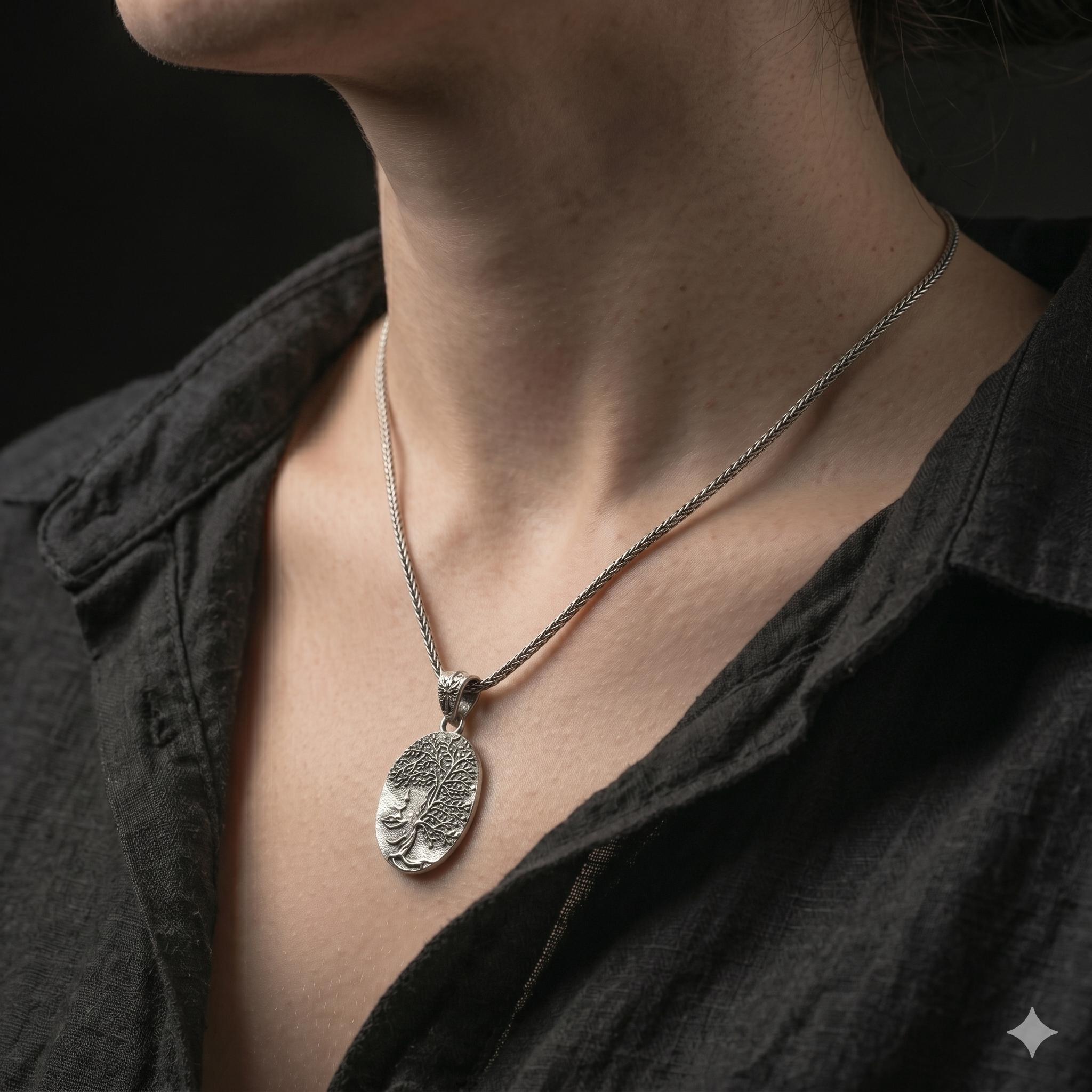 Oxidized Silver Tree of Life Necklace, Ancient Tree Pendant for Men, Nature Jewelry, Spiritual Forest Symbol Necklace, Tree of Life Gift