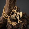 Handmade Sterling Silver Viking Double Axe Necklace, Engraved Battle Axe Jewelry