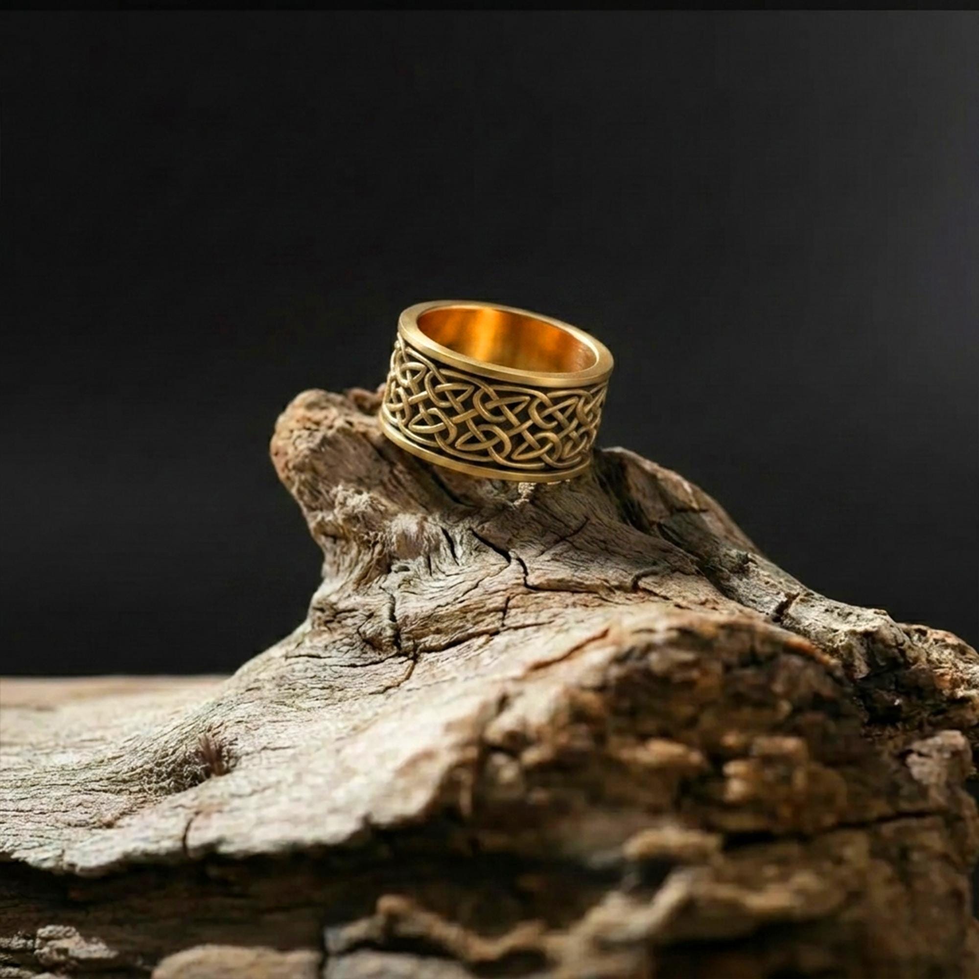 Celtic Knot Wide Band Ring: 925 Sterling Silver Men’s Handmade Wedding Style Statement Jewelry