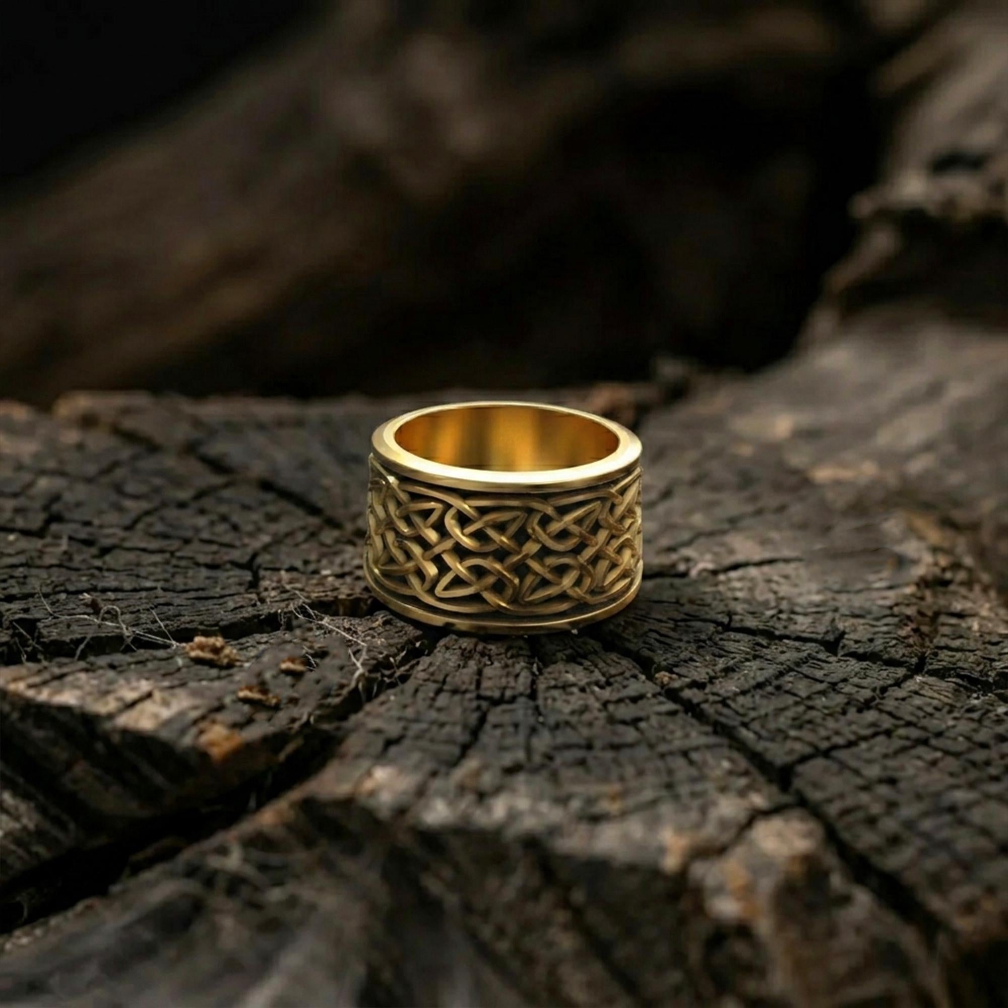 Celtic Knot Wide Band Ring: 925 Sterling Silver Men’s Handmade Wedding Style Statement Jewelry