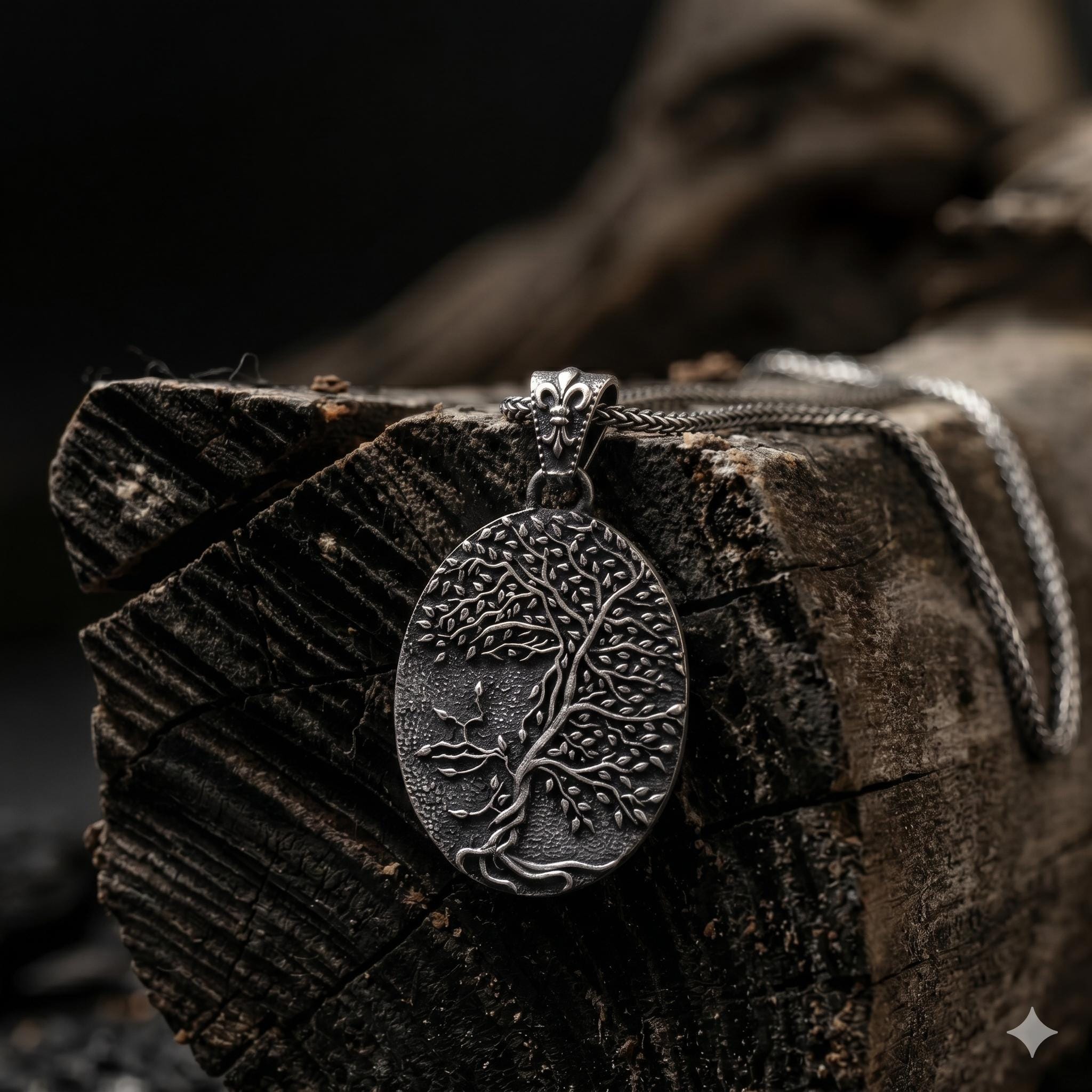 Oxidized Silver Tree of Life Necklace, Ancient Tree Pendant for Men, Nature Jewelry, Spiritual Forest Symbol Necklace, Tree of Life Gift