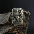 Silver Lord Rama Ring for Men, sterling silver Hindu jewelry, symbolic spiritual statement band, and handcrafted accessory designed for those who are inspired by faith, righteousness, and inner strength. This striking ring features a detailed depiction of Lord Rama, one of the most revered deities in Hindu tradition and the central hero of the Ramayana.