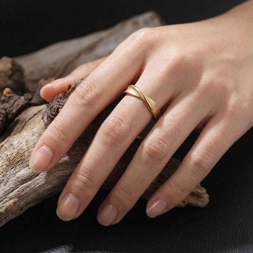 14K Solid Gold Mobius Ring: Handmade Infinity Twist Band