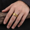 14K Solid Gold Shadoof Band Ring: Ancient Egyptian Stork Bird