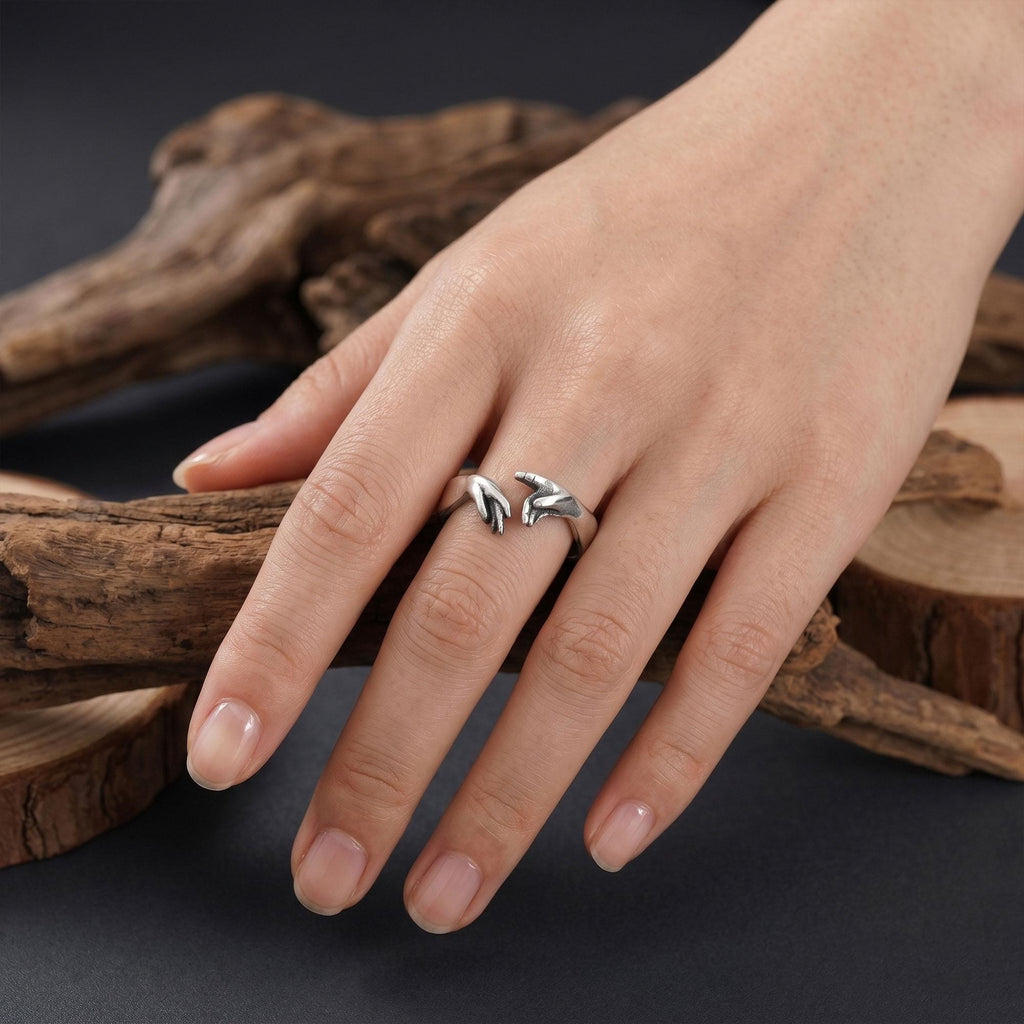 Gold Plated Hand of God Ring: Michelangelo's Creation of Adam Band, Giving Life to Adam Jewelry