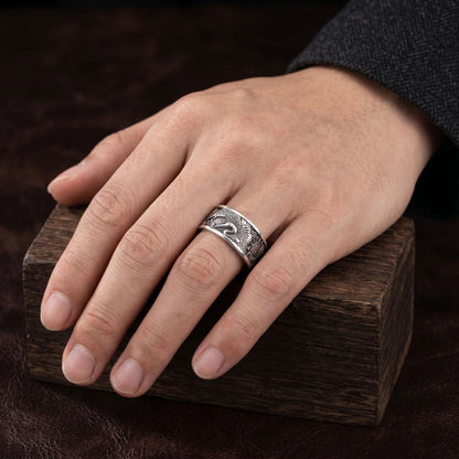 Sterling Silver Japanese Sun Crane Band Ring: Cultural Symbolic Jewelry