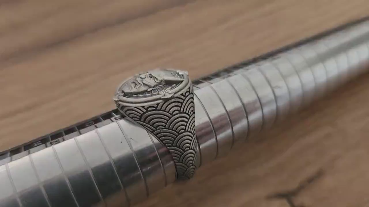 Handmade Sterling Silver Hannya Mask Ring: Japanese Oni Demon